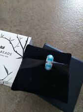 "TROLLBEADS" CHARM VETRO TURCHESE E MARRONE LAVORATO A MANO E ARGENTO BELLISSIMO