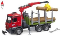 MODELLINO BRUDER MB AROCS CAMION TRASPORTO 3 TRONCHI CON GRU