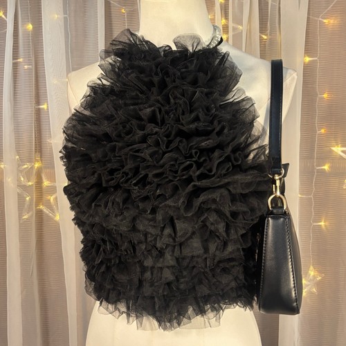 Top zara nero - ruffle, tulle