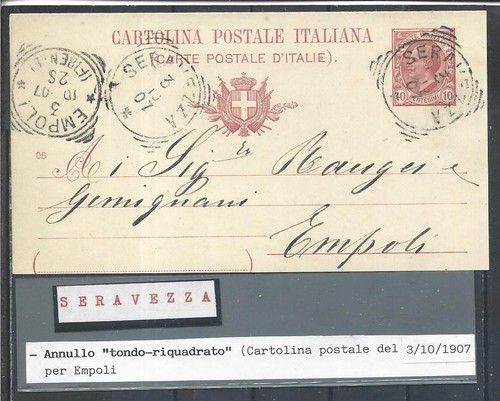 1907 annullo su - t,r,, intero