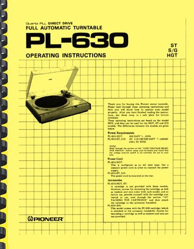 Pioneer 630 pl630 - pioneer, pl-630