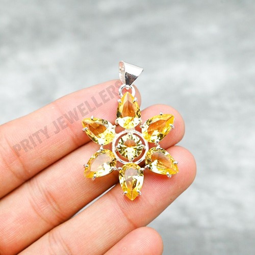 Ciondolo fiore citrino - , argento