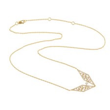 Collana in oro giallo 18 kt con ciondolo vintage con vero diamante Desugner p...