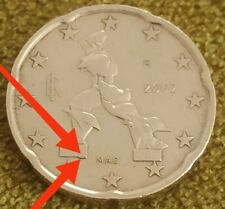 EURO COIN WITH MINTING ERROR METAL SURPLUS - 20 EURO CENT 2002 ITALIA - RARE! RR