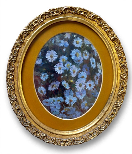 Quadro ovale con dipinto - ovale,