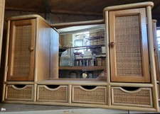 SPECCHIERA IN BAMBU' E PAGLIA DI VIENNA ARTIGIANALE - MOBILE BAGNO CON SPECCHIO