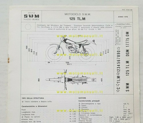Swm 125 trial 1978 scheda - swm,