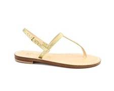 Sandali Artigianali da Donna in cuoio infradito bassi oro Capri Positano capresi