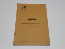 ALFA ROMEO ALFETTA ISTRUZIONI PER L'ESECUZIONE DEI BUONI DEL LIBRETTO SERVIZIO