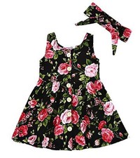 Vestito Bambina Abito + Nastro per capelli Senza maniche Bimba Estivo L.26901