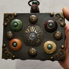 Ciondolo Ornamento Intarsiato Legno Vecchia Collezione Vecchi Oggetti Collezione