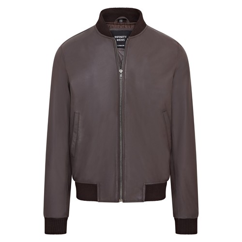 Uomo varsity pelle - pelle, marrone