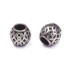 10pz Perline europee acciaio inox 316 foro grande canna metallo sfuse 8,5x8,5mm