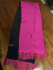 Yves Saint Laurent - Foulard In Seta Colore Fucsia E Nero - Nuovo - Vintage