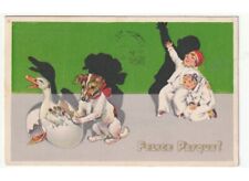 1936 G. Piattoli? bambini cane oca uovo cartolina Felice Pasqua augurale d'epoca