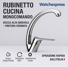 Rubinetto Miscelatore Monocomando Lavello Cucina Cromato Canna Alta Rotante