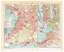 TRIESTE mappa Italia 1905 datata RIJEKA Reka Croazia POLA PULA Fiume Susak Sušak