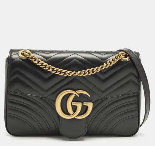 Gucci marmont media nera - gg,