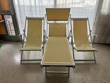 1 Lettino  e 2 Sdraio Prendisole x Giardino Piscina Mare In Alluminio