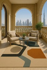 Tappeto moderno in lana geometrica Mid-Century: lana neozelandese trapuntata ...