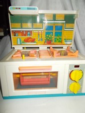 CASA BAMBOLE RIPRODUZIONE CUCINA 2 FORNELLI FORNO GIRARROSTO FUNZIONANTE GIOCO