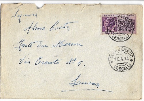 Busta viaggiata nel 1954 - viaggiata,