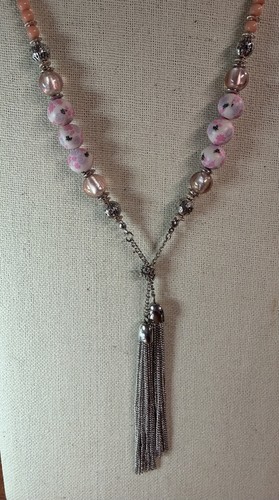 Collana nappa tono argento - , 32"