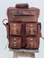 Zaino da viaggio 19" da uomo grande in vera pelle vintage marrone borsa per l...