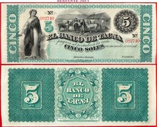 PERU' EL BANCO DE TACNA 5 SUOLE e REMAINDER P S384 UNC spedizione gratuita da 100€