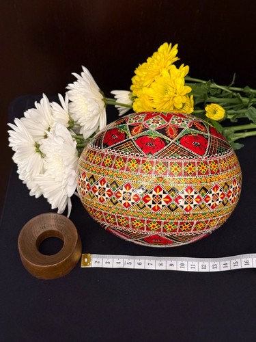 Hand painted ostrich egg - hand,