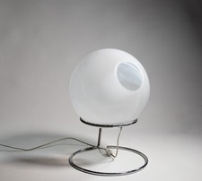 Lampada sfera oculare stile Murano anni 60 cromo e vetro artistico dopo Gino Sarfatti