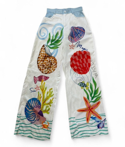 Pantalone bianco celeste