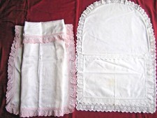 VECCHIA COPERTA CARROZZINA NEONATO E PORTA ENFANT IN PIZZO SANGALLO 1950