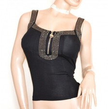 Top canotta donna nera strass