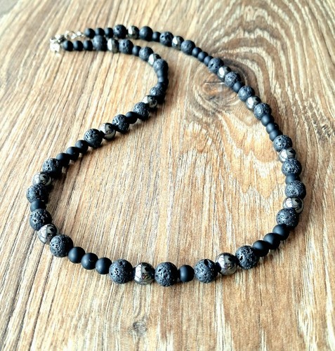 Collana perle uomo - da, nero