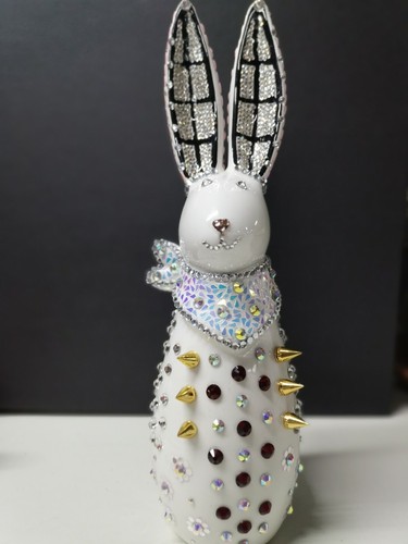 Coniglietto ceramica strass - ceramica,