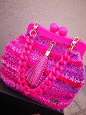 borsetta fucsia, pasticcino bag,hot pink,clic clac, fatta a mano, handmade