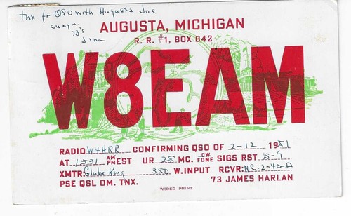 Scheda radio qsl 1951 augusta - 1951,
