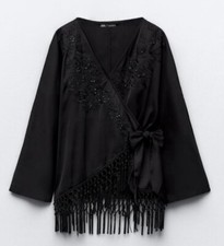 Camicetta top kimono nero