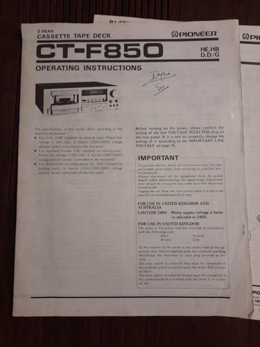 Pioneer ctf 850 - pioneer, manuale