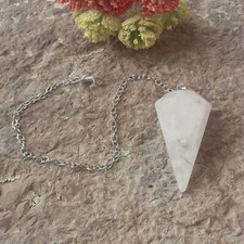 PENDOLO in CRISTALLO di ROCCA ✦ pendolino di quarzo ialino latteo ✦ radiestesia