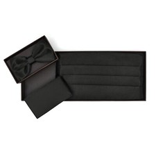 Set Lucido 3 pezzi: Fascia da smoking, papillon e fazzoletto da taschino Tg S/M