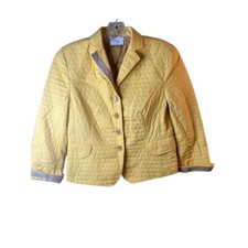 Giacca blazer Akrispunto giallo cotone testurizzato dentellato risvolto 4 bottoni tasca US8
