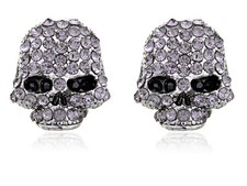 Orecchini elemento strass cristallo teschio spaventoso minaccioso in scala tono metallo