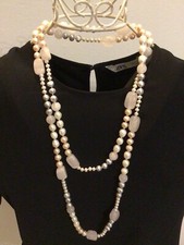 Collana donna Perle naturali Barocche e Quarzo Rosa lunga 125 cm. circa