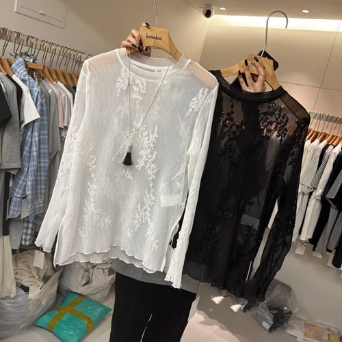 Donna pizzo trasparente maglie - donna,