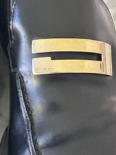 Mocassini Gucci originali nero oro clip D 41,5 slipper scarpe in pelle