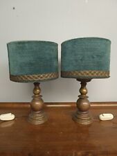 Coppia di Abat jour da comodino, in bronzo, epoca XIX, con paralume verde