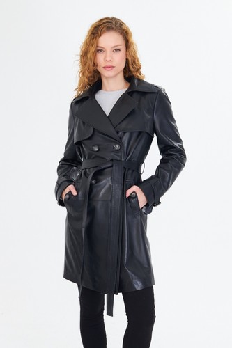 Cappotto donna pelle nero - , con