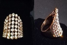 ANELLO VINTAGE ANNI'40 BRILLANTI,ZAFFIRI CM2,7x2,2 LEGA PLATINO-ORO GIALLO:BELLO